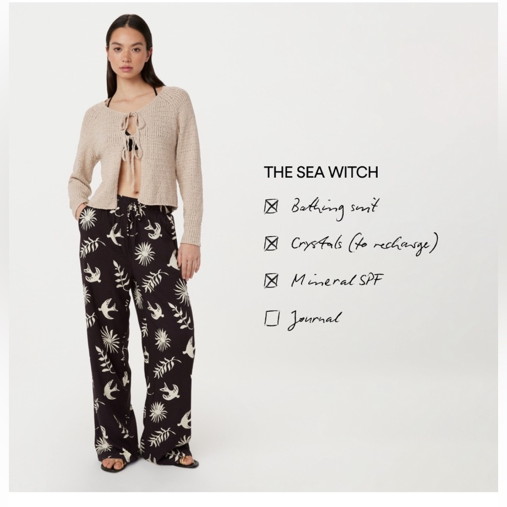 Frank and Oak Women's Black Patterned Pants